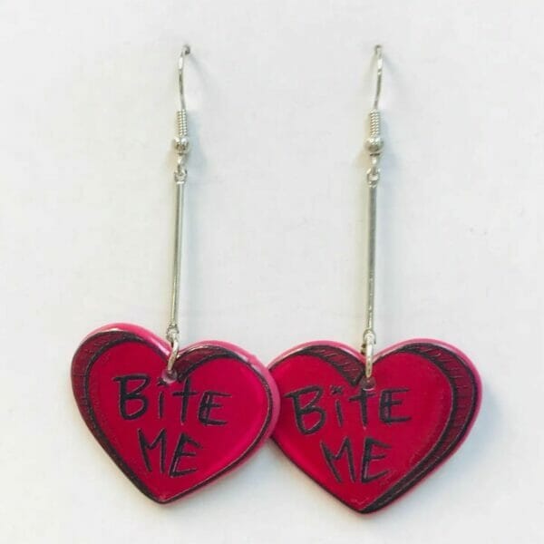 redbitemegothjewelry Long Bar Dangle Acrylic Dracula Bite Me Earrings