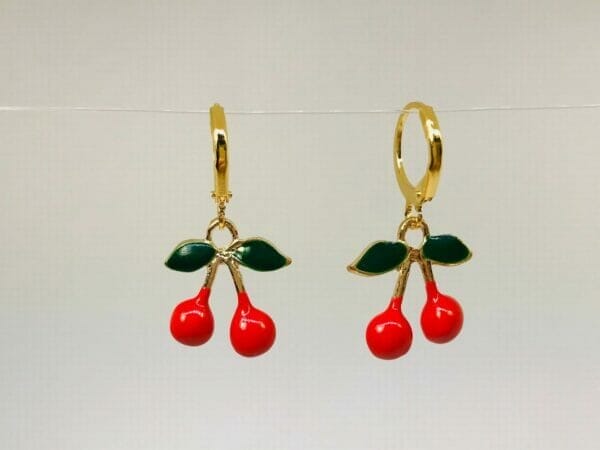 redcherryearrings Red Cherry Huggie Earrings wholesale lot
