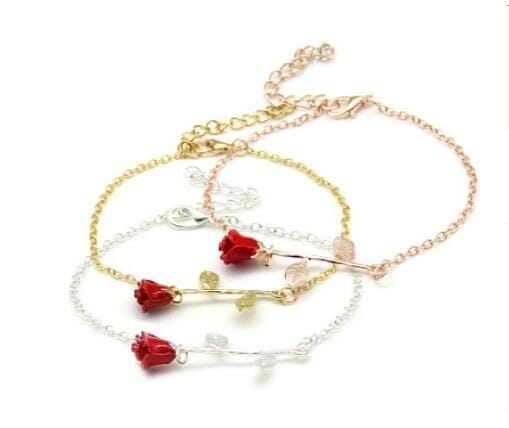 beauty and the beast rose bracelet bridesmaid gift
