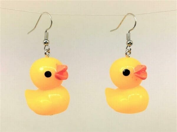 rubberduckyearrings rubber duck earrings funky novelty gift