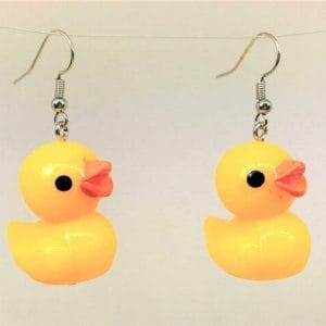 rubber duck earrings funky novelty gift