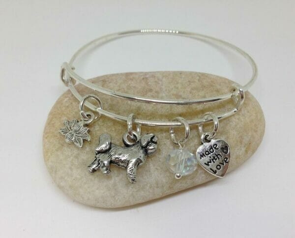 Dog Shih Tzu Expandable Bangle Bracelet hand Wired Bead