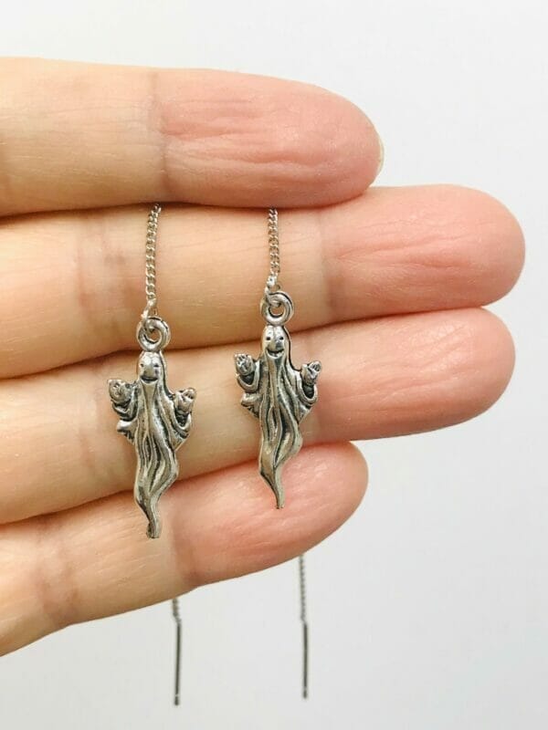 silverghostthreaderearrings Halloween Silver Ghost Threaders Earrings