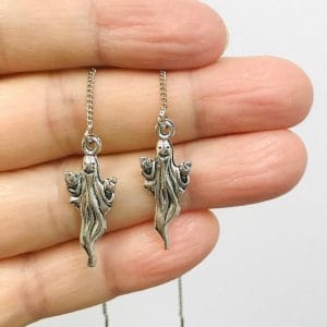 Halloween Silver Ghost Threaders Earrings