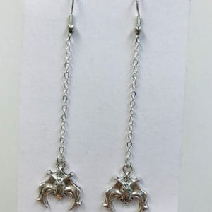 bat chain long earrings