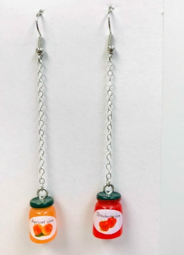 silverlongdanglejamearrings Strawberry Jam Novelty lonf DANGLE EARRINGS