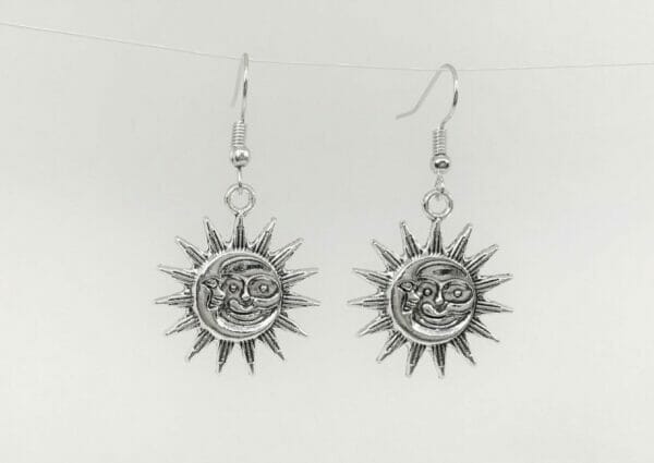 silversunmoonearringsgifts Sun Face Celestial Earrings