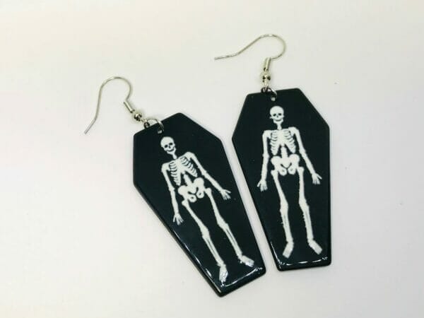 skeleton_coffin_earrings_halloween Coffin Skeleton Halloween Acrylic Earrings Horror