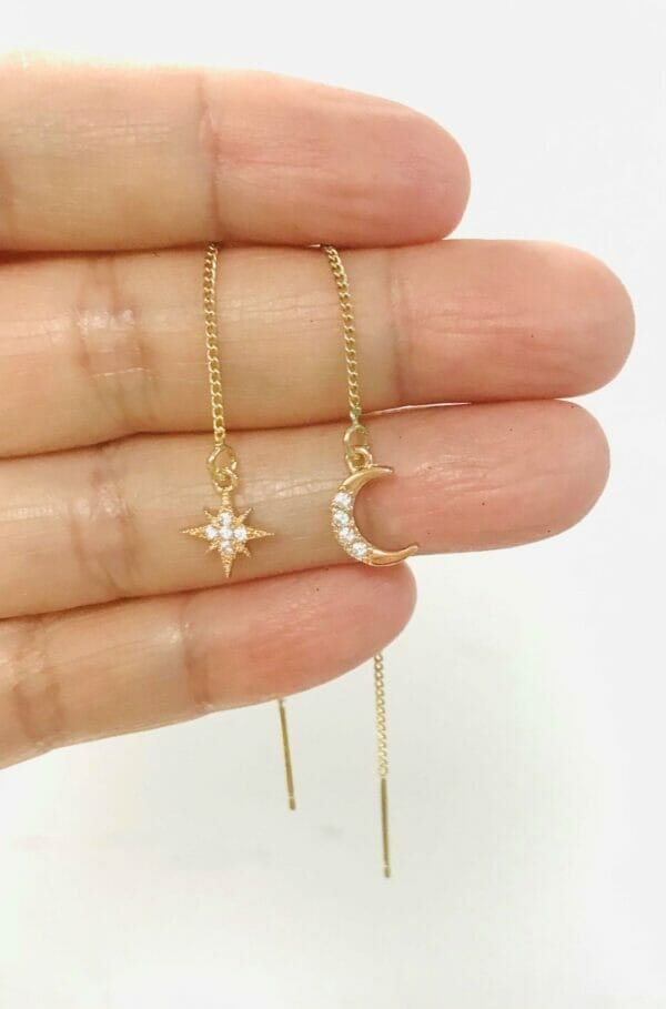 sunandmoonthreaders celestial sun and moon threaders earrings