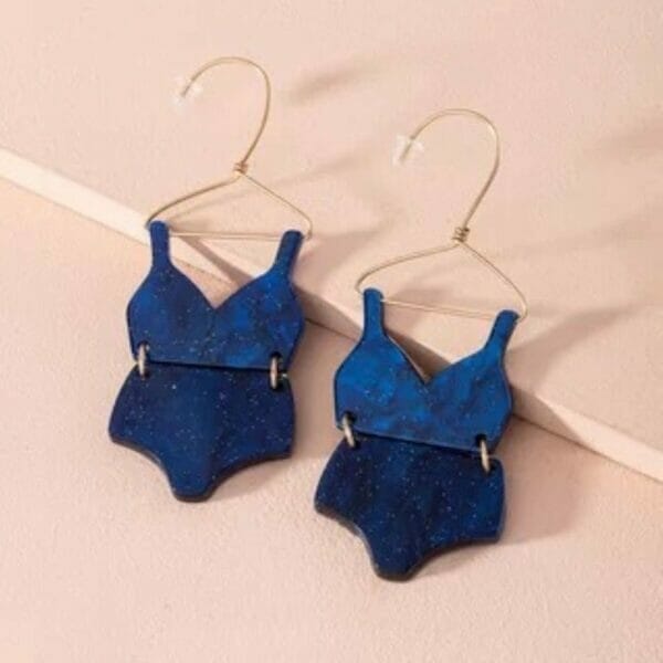 Blue Swimwear Novelty Earrings