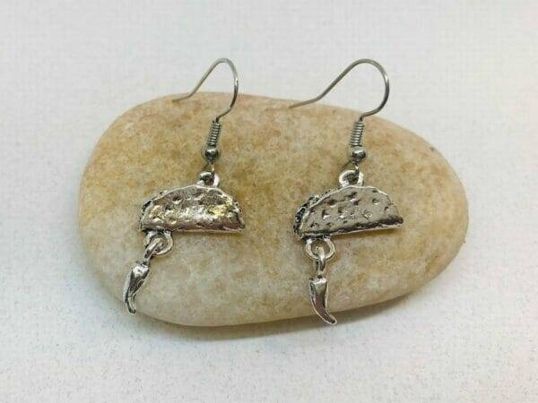 tacoearringsilver taco dangling earrings
