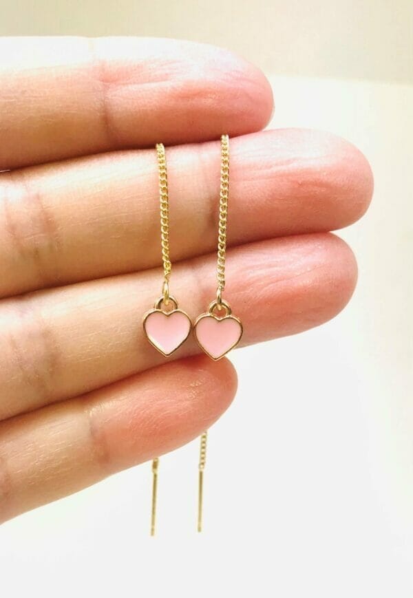 tinyheartthreaderearrings Dainty Heart Threaders Earrings