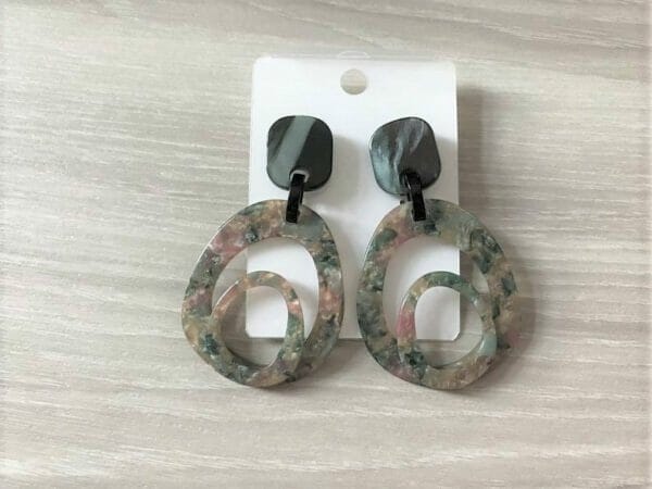 6 pairs Oval Dangle Tortoise Earrings Multi color