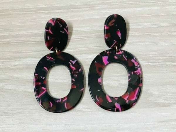 Oval Dangle Tortoise Statement Earrings
