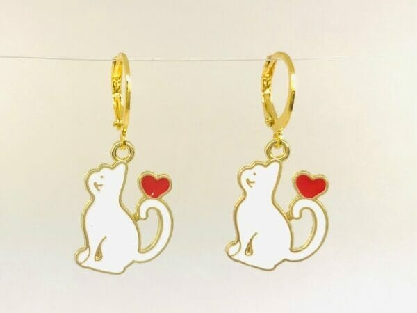 whitecatearrings Black Cat Earrings