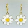 White Cherry Blossom Daisy Flower Huggies Earrings