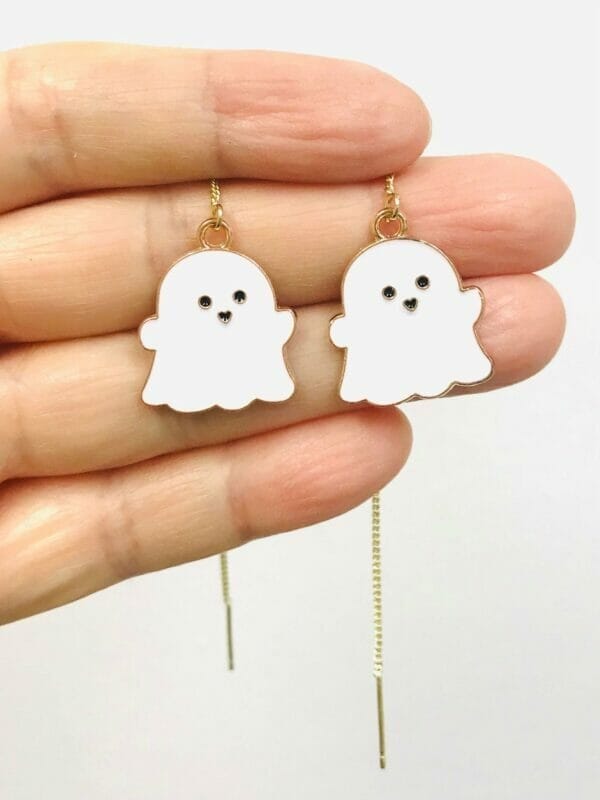 Halloween White Ghost Threaders Earrings