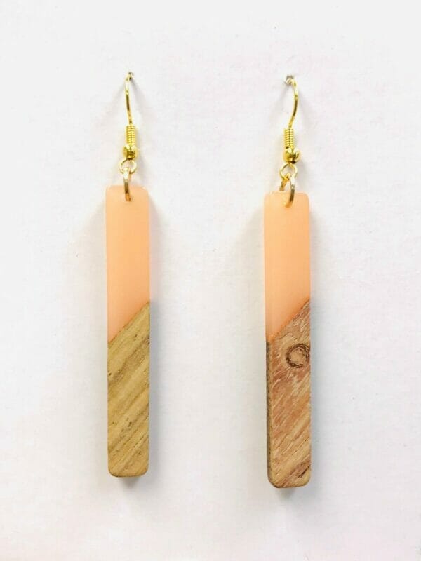 Smoky Resin Wood Long Bar Earrings Wholesale