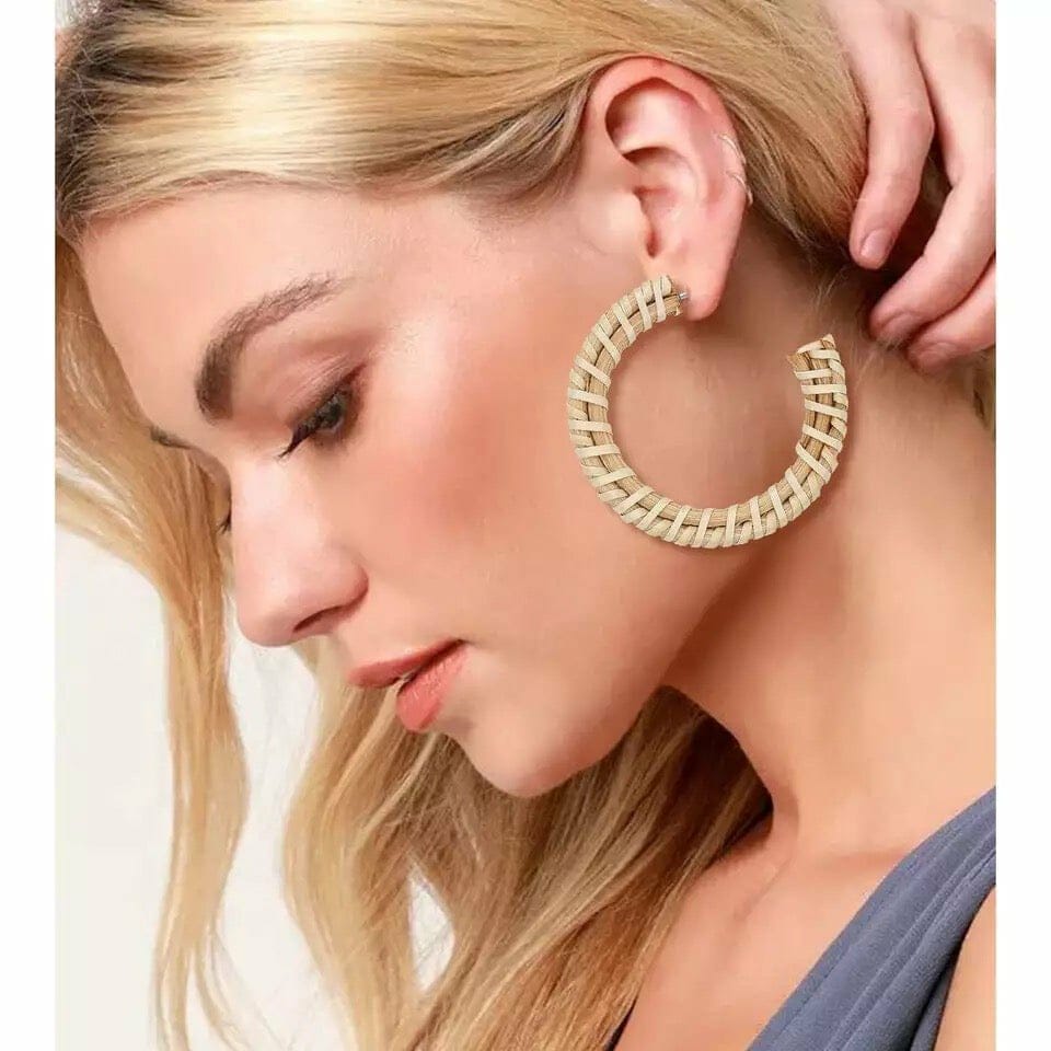 Rattan Earrings Hoop