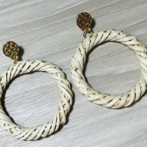 Rattan Woven Braided Hoop Dangle Earrings