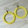 Yellow Circle Woven Hoop Earrings