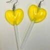 yellow heart resin earrings