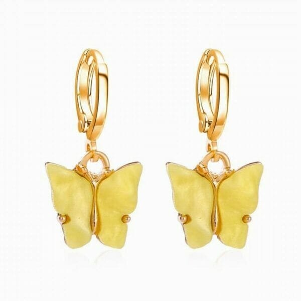 yellowpearlbutterflyearrings Mariposa Butterfly Earrings