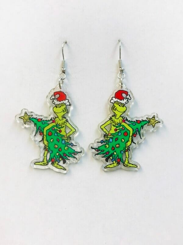 Grinch_Christmas_tree_earrings Grinch Acrylic Earrings Christmas Gift