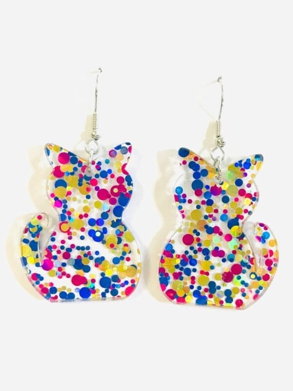 Acrylic Polk dot Cat Earrings