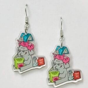 Acrylic An Elephant And Piggie Book Earrings, Book Character Earring