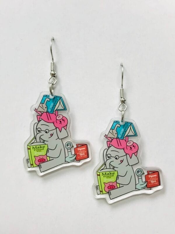 IMG_7318 Acrylic An Elephant And Piggie Book Earrings, Book Character Earring