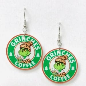 Grinches Coffee Earrings