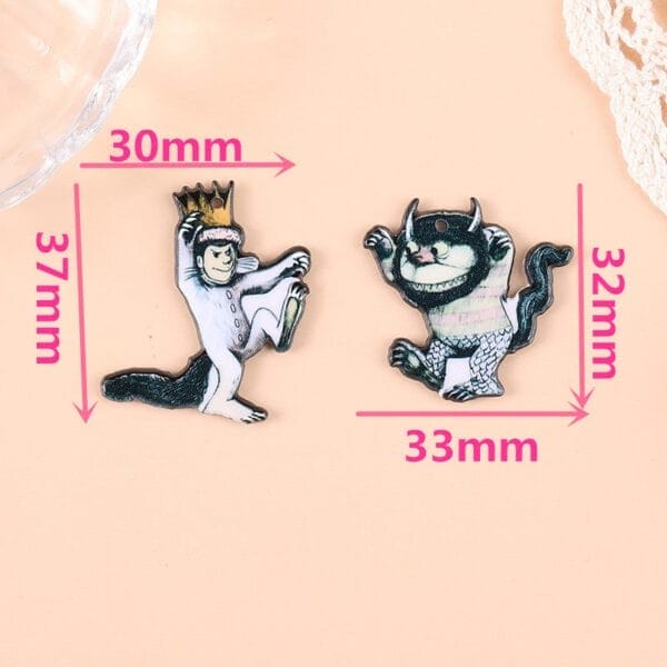 10 Monster & Prince Charms, Acrylic Charms DIY JEWELRY MAKING Book character Charm