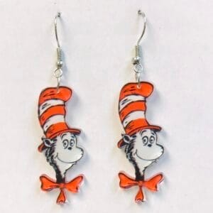 Dr Sue Story book Earrings | Cat In High Hat Earring | Acrylic Earrings