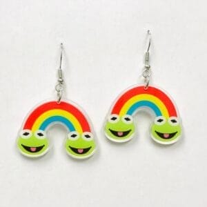 Cottagecore Rainbow Frog Earrings