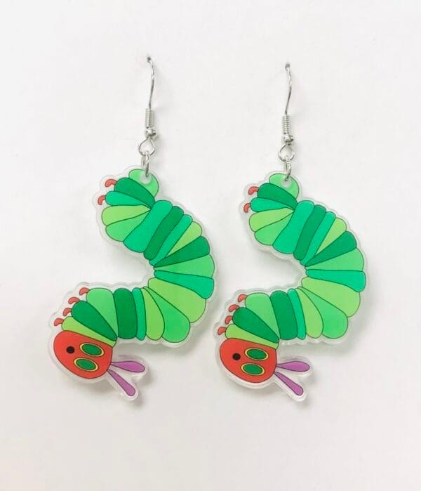 Hungry Caterpillar earrings book character kids