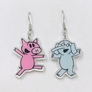 Acrylic Piglet and Elephant Teacher Friends Earrings