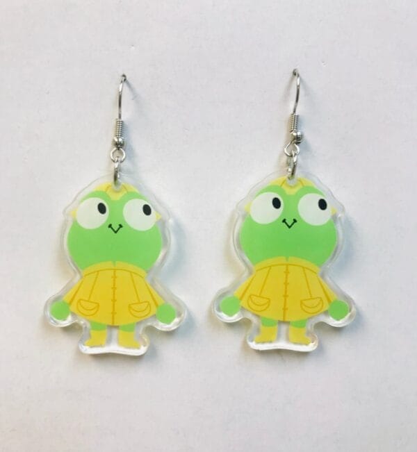 raincoat_frog_earrings Acrylic Raincoat Detective Frog Earrings