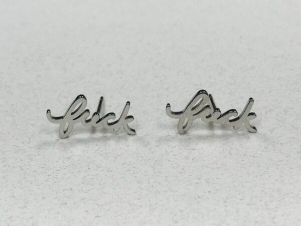Silver Fuck Earrings, F word Studs Earring