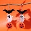 Bat Bucket Pumpkin Dangle Earrings, Halloween Gifts