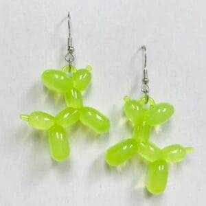 Cute Lime Green Balloon Dog Earrings