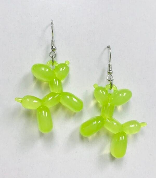 Cute Lime Green Balloon Dog Earrings