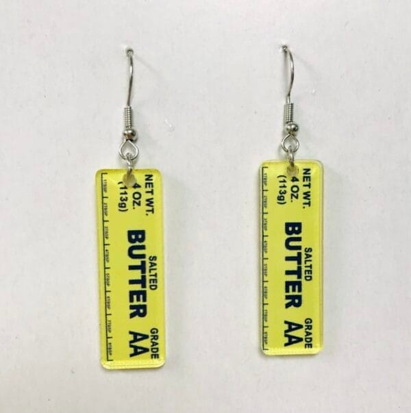 Salted Butter Earrings, Stick Of Butter Earrings, Quirky Earrings