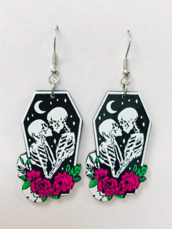 Skeleton Lover Earrings, Halloween Gifts, Horror Valentine Gifts