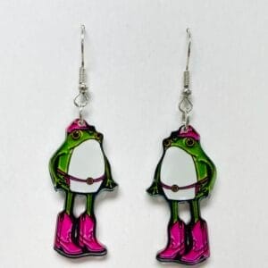 Cute Cowgirl Frog Boots Earrings