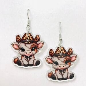 Highland Cowgirl Cow Earrings