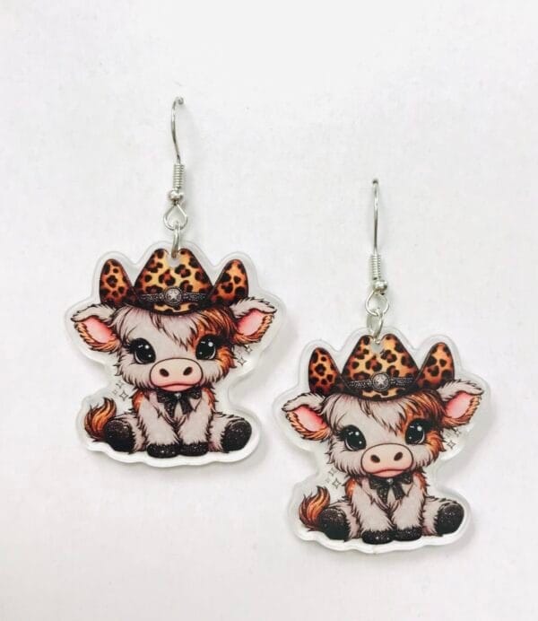 Highland Cowgirl Cow Earrings