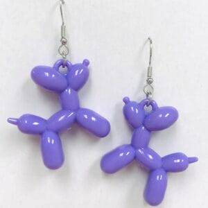 Cute Lavender Balloon Dog Earrings