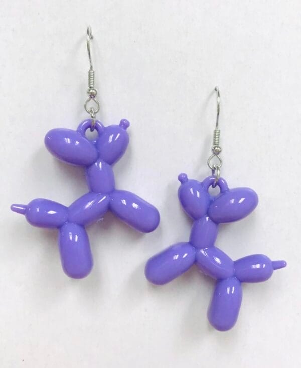 Cute Lavender Balloon Dog Earrings