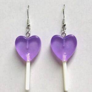Lavender Lollipop Earrings, Candy Earrings